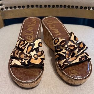 Sam Edelman Women’s Animal Fur Print Wedge Sandals, Size 8.5